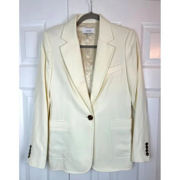 Reiss Women's Ember Cream Off White Tailored Single Breasted One Button Blazer 6 - Picture 3 of 16